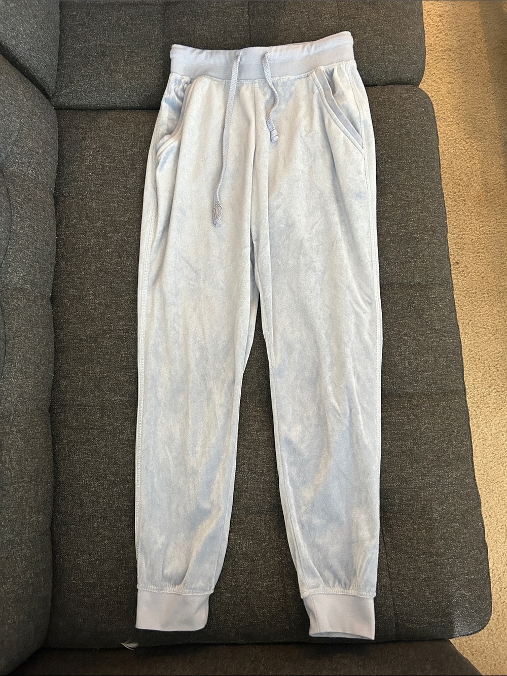 Fashion Nova Ice Blue Velour Jogger Pants - Casual Comfort